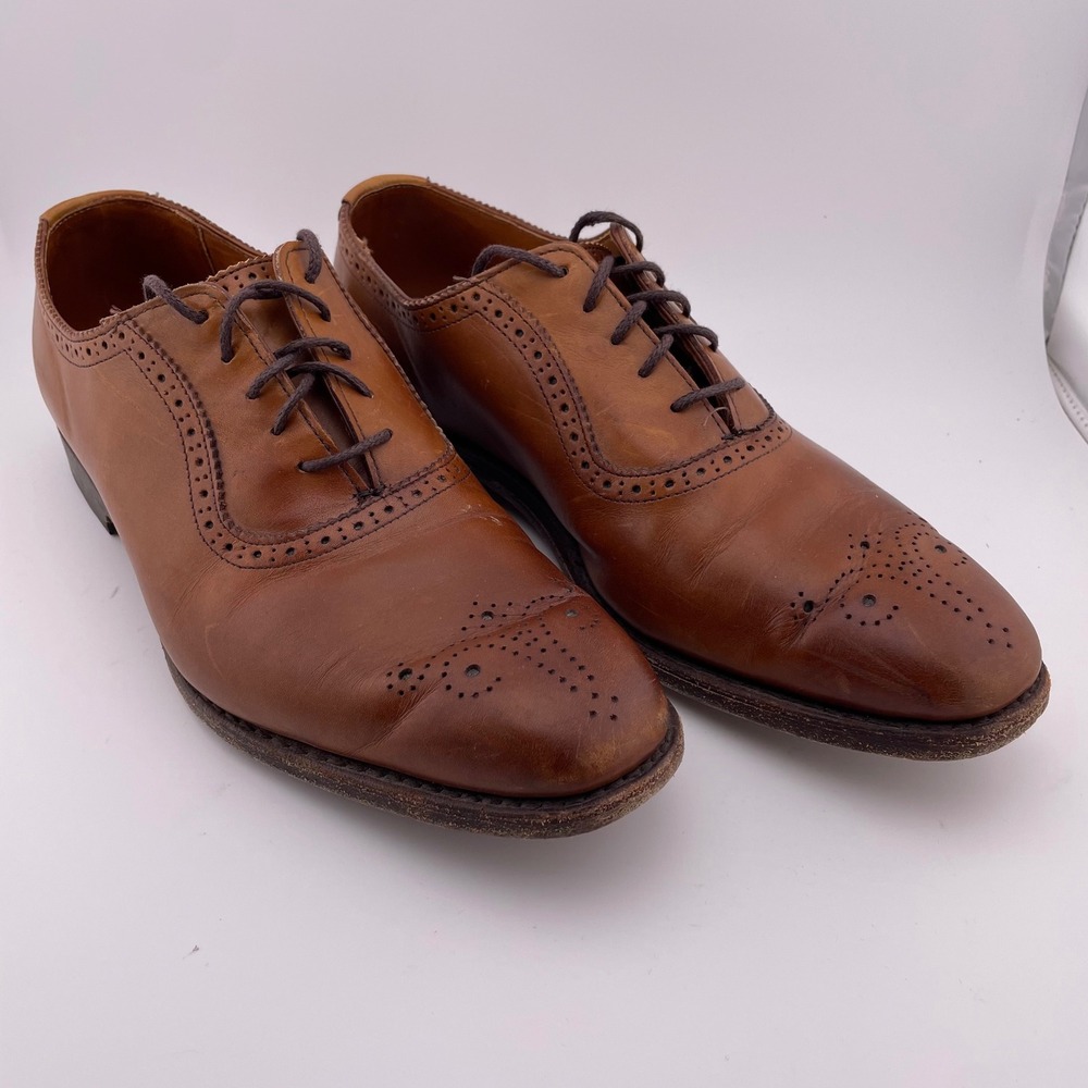 Allen Edmonds Cornwallis Walnut Brown Leather Wingtip Oxford Dress Shoes Size 9D